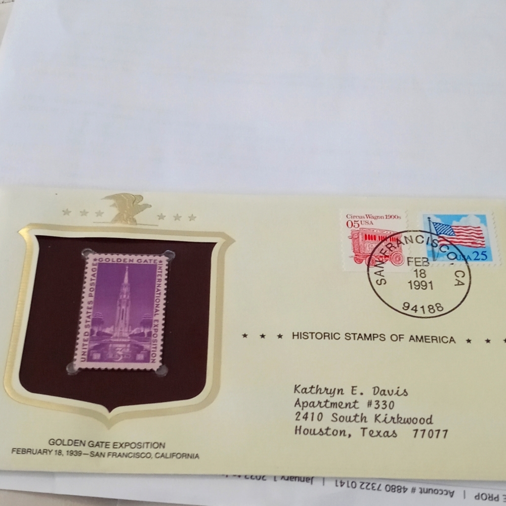 VINTAGE HISTORIC STAMPS OF AMERICA ( GOLDEN GATE EXPOSITION
